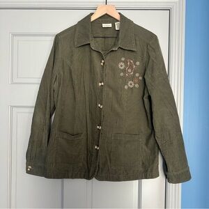 Classic Elements Olive Green Corduroy Shirt Jacket